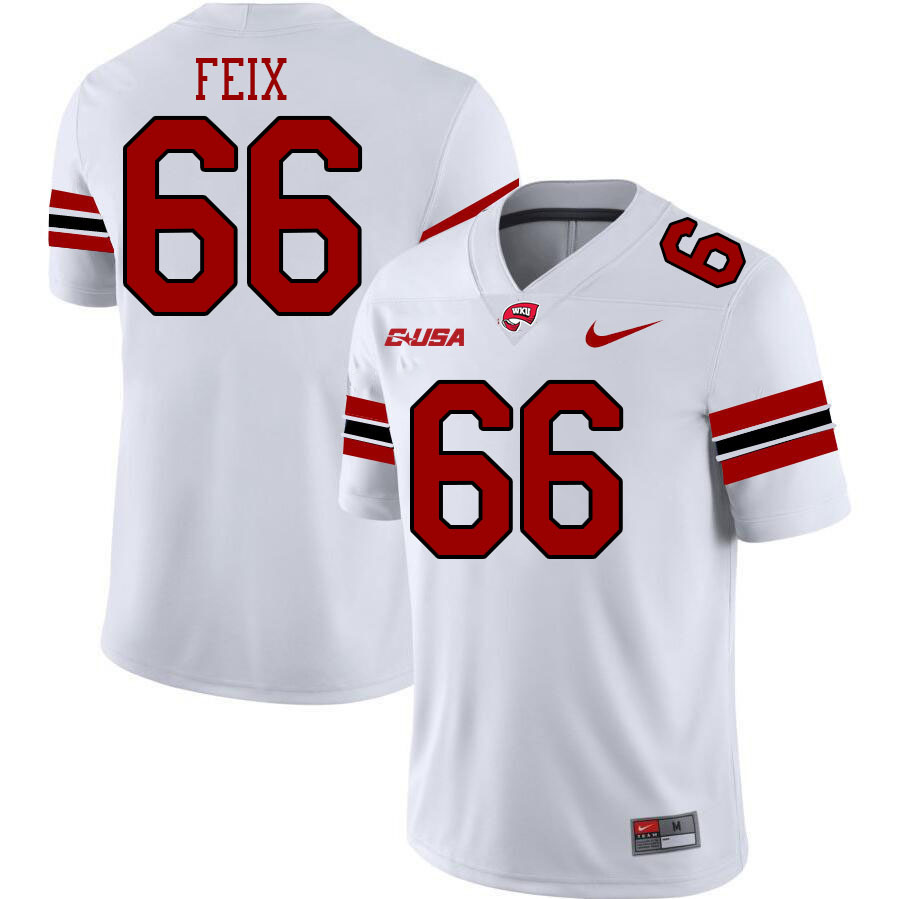 Western Kentucky Hilltoppers #66 Jimmy Feix College Football Jerseys Stitched Sale-White